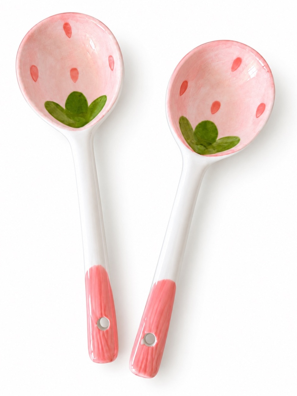 NWT Pink Strawberry Ceramic Spoon Set